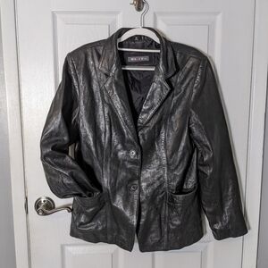 Sleek Button-Up Genuine Black Leather Pocket Front Jacket‎ from Whet Blu Size XL